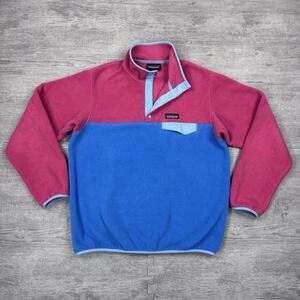 Patagonia Lightweight Synchilla Snap-T Pullover Fleece Blue Pink Women’s Sz L